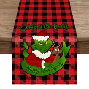 ZHEN TING Buffalo Plaid Christmas Table Runner,Merry Christmas Winter Holiday Theme Table Decoration,Suitable for Indoor Home Party Decor 13 x 108 inches