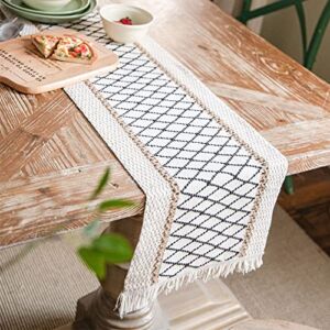Burlap Table Runner 72 Inches Long, GTOMUIIO Modern Bohn Burlap Table Runner with Tassels, Farmhouse Style Dining Table Runner Decor for Party, Wedding, 12 x 72 Inches