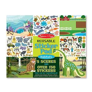 Melissa & Doug Reusable Sticker Pad: Habitats – 150+ Reusable Stickers 7 Ounces – Kids Animal Activities, Restickable Animals Sticker Book, Animal Habitats Removable Stickers For Kids Ages 4+