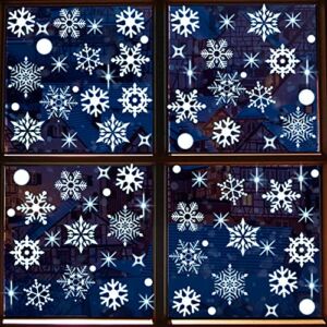 9 Sheets Snowflake Stickers Window Clings for Christmas New Year Holiday Shop Window Glass Decor White Snowflakes Decorations Static Decals