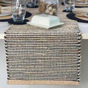 Chardin home | Natural Jute Table Runner | 13×108 Inch. Rustic Farmhouse Table Runner | Table Runner Colors – Natural Jute and Black Charcoal.