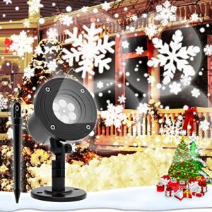 Christmas Snowflake Projector Lights,Indoor Outdoor Waterproof LED Snowfall Projection Lamp for Christmas Theme Party, Holiday, Halloween, Home Birthday Party and Garden Decoration