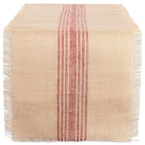 DII Jute Burlap Collection Kitchen Tabletop, Table Runner, 14×108, Middle Stripe Barn Red