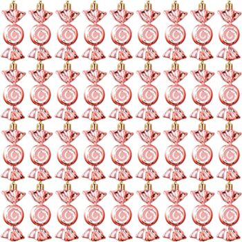 36 Pcs Christmas Candy Ornaments Bulk Glitter Candy Cane Hanging Ornaments Plastic Christmas Peppermint Candy Ornaments Christmas Tree Decoration for Xmas Holiday Party Decor (Rose Gold) | The Storepaperoomates Retail Market - Fast Affordable Shopping