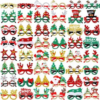 48 Pieces Christmas Glasses Glitter Holiday Glasses Frames Cute Costume Eyeglasses Frame Unisex Eyeglasses Fun Christmas Party Decorations for Holiday Party Photo Booth Decorations, Assorted Styles | The Storepaperoomates Retail Market - Fast Affordable Shopping