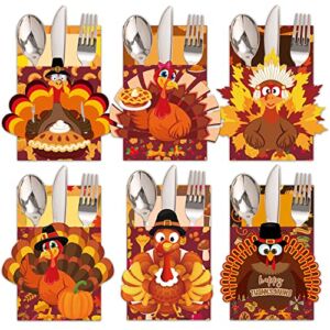 Thanksgiving Cutlery Holder 24 PCS Thanksgiving Utensil Holder Set Turkey Table Decorations Table Setting Decor for Thanksgiving Party Autumn Fall Thanksgiving Table Decorations Family Party Supplies