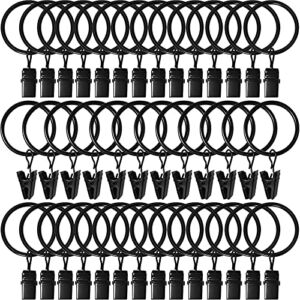 AMZSEVEN 40 Pack Curtain Rings with Clips, Drapery Clips with Rings, Hangers Drapes Rings 1.26 Inch Interior Diameter, Fits up to 1 Inch Curtain Rod, Vintage Black