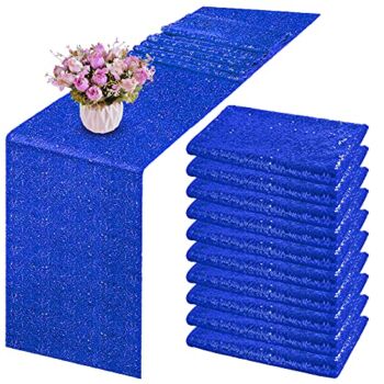 MTREO 10 Pack Sequin Table Runner 12″ x 72″ Royal Blue Sequin Table Cloth for Rectangle Tables Sparkle Table Covers for Wedding Engagement Birthday Party Holiday Decorations Baby Shower | The Storepaperoomates Retail Market - Fast Affordable Shopping