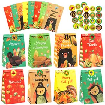 Thanksgiving Goodie Bags 12PCS Paper Gift Bags Party Favor Bags Treat Bags Fall Thanksgiving Party Supplies | The Storepaperoomates Retail Market - Fast Affordable Shopping