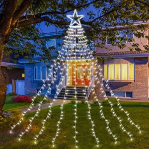 Christmas String Lights Outdoor Decoration – XUNXMAS 300 LED Star Fairy String Lights 8 Modes & Waterproof for Party Wedding Patio Yard New Year Holiday Indoor Outdoor Cool White