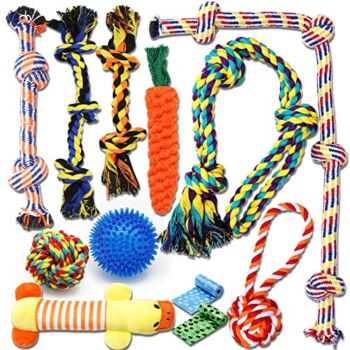 Zeaxuie Luxury Tough Dogs Toys for Aggressive Chewers -12 Pack Valued Dog Toys for Small,Medium Breed & Large Breed with Interactive Dog Rope Toys, Squeaky Dog Chew Toys for Teething | The Storepaperoomates Retail Market - Fast Affordable Shopping