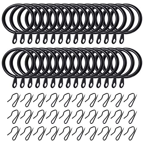 30 Pieces Metal Drapery Curtain Rings Curtain Hanging Rings and 30 Pieces Metal Curtain Drapery Pin Hooks for Window Door Shower Curtain, 30 mm Internal Diameter (Black) | The Storepaperoomates Retail Market - Fast Affordable Shopping