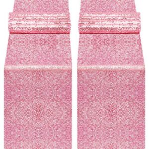 yuboo Pink Table Runners, 2 Pack Blush Light Pink Sequin Table Cloth 12”x108” for Women Girls’ Birthday Party/Wedding/Bridal/Baby Shower/ Party Decorations