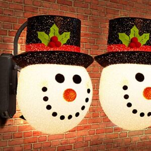 AerWo 2 Pack Snowman Christmas Porch Light Covers 12 Inch, Holiday Light Covers for Porch Lights, Garage Lights, Large Light Fixtures, Christmas Outdoor Decorations