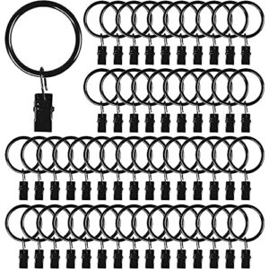 110PCS Curtain Rings with Clips, Premium Drapery Clips with Rings, Metal Hangers Drapes Rings Rustproof, Fits Diameter 5/8 in Curtain Rod Black…