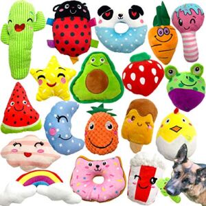 Jalousie 18 Pack Dog Squeaky Toys Cute Stuffed Pet Plush Toys Puppy Chew Toys for Small Medium Dog Puppy Pets – Bulk Dog Squeaky Toys