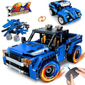 Kidpal STEM Building Toys for 6-12 Year Old Boys, 2-in-1 Technic Remote Control Car Building Kits for Kids 8-12, Erector Set Pickup Truck Build Set Model for 6 7 8 9 11 12+ Years Old Boys Girls