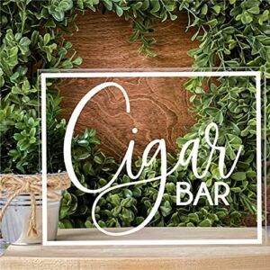Yippee Daisy Acrylic Sign – Modern Acrylic Sign for Tabletop, Wedding Decor, Acrylic Table decorations With Stand For Events & Parties – Clear Acrylic Sign With White Text, 8″ x 10″, Cigar Bar
