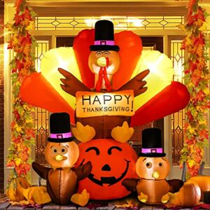 6ft Thanksgiving Turkey Yard Inflatables Outdoor Decorations Built-in Led Light Inflatable Thickening Yard Lawn Festive Party Decoration