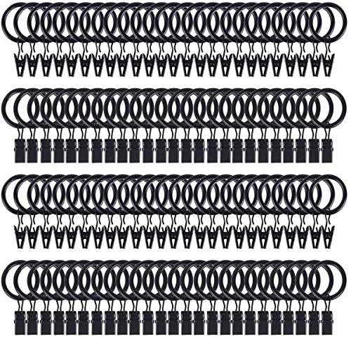 AmtBety 108 Pack Curtain Rings with Clips Decorative 1 inch Drapery Rings with Hooks Strong Clip Rings for Curtain Panel,Hair Bow Hanger,Tapestry,Scrunchies and Other Decorations – Black | The Storepaperoomates Retail Market - Fast Affordable Shopping