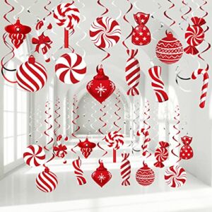 Christmas Peppermint Candy Hanging Decorations Christmas Candies Ceiling Hanging Swirls Xmas Party Ceiling Whirl Streamers For Home Winter Holiday Christmas Party Decor (Mixed Candies)