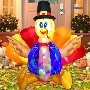 Colorful Rotating LED Lights Inflatables Turkey Thanksgiving Decorations 5ft for Fall Thanksgiving Day Christmas Inflatables Decoration Outdoor Holiday Yard Lawn Garden Decor | The Storepaperoomates Retail Market - Fast Affordable Shopping