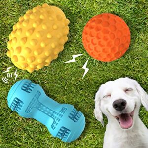 3 Pack Dog Chew Toys,Dog Chew Toys for Aggressive Chewers Large Breed, Almost Indestructible Tough Durable Dog Squeaky Toys for Dogs，Teeth Cleaning Chews for Large,Medium,Puppy Dogs Breed