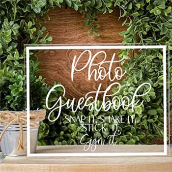 Wedding Photo Guestbook Sign for Party Bar Wedding Signage, Photo Booth Sign, Snap It Shake It Stick It Sign It, Acrylic Wedding Sign with Stand | The Storepaperoomates Retail Market - Fast Affordable Shopping