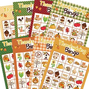 Thanksgiving Bingo Game for Kids 24 Players 8 Designs Multi Color Holiday School Activity Party Game Supplies