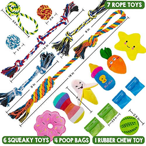 Dog Toys for Puppies – HappiFox 18 Pcs Pet Interactive Toys with Rope Toys, Squeaky Toys, Plush Toys for Puppy and Small Dogs, Colorful, Durable & Safe Tug of War Toys, Great Toys for Furry Friends | The Storepaperoomates Retail Market - Fast Affordable Shopping
