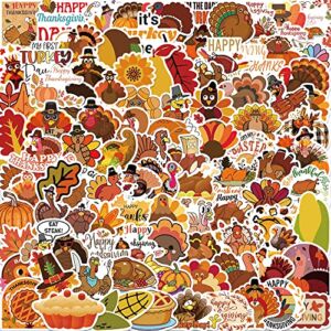 100 Pcs Thanksgiving Stickers Pack Pumpkin Fall Sticker Decals Waterproof Cute Aesthetic Stickers for Kids Aldults Teens Thanksgiving Day Decoration Gifts