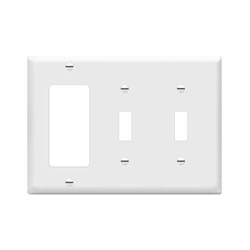 ENERLITES Combination Double Toggle/Single Decorator Rocker Outlet Wall Plate, Standard Size 3-Gang Light Switch Cover(4.5″ x 6.38″), Polycarbonate Thermoplastic, UL Listed，881231-W, White, Two One | The Storepaperoomates Retail Market - Fast Affordable Shopping