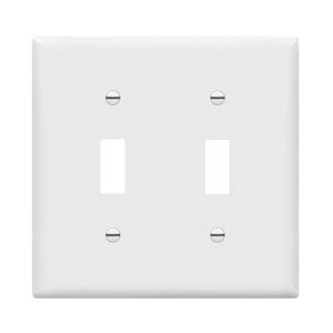 ENERLITES Toggle Light Switch Wall Plate, Gloss Finish, Size 2-Gang 4.50″ x 4.57″, Double Switch Cover, Unbreakable Polycarbonate Thermoplastic, 8812-W, White
