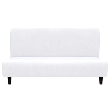 Easy-Going Fleece Stretch Sofa Slipcover Spandex Anti-Slip Soft Couch Sofa Cover, Armless Washable Furniture Protector with Elastic Bottom for Kids, Pets(Futon, Snow White) | The Storepaperoomates Retail Market - Fast Affordable Shopping