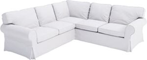 Custom Slipcover Replacement Cover Only! Cotton Ektorp 2 2 Sofa Replacement Cover is Custom Made for IKEA Ektorp Corner Or Sectional Sofa Slipcover (Pure White)