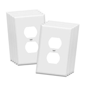 ENERLITES Mid-Size Duplex Receptacle Outlet Wall Plate, Electrical Outlet Covers Plates, Midway Size 1-Gang 4.88″ x 3.11″, Polycarbonate Thermoplastic, UL Listed, 8821M-W-10PCS, White (10 Pack)