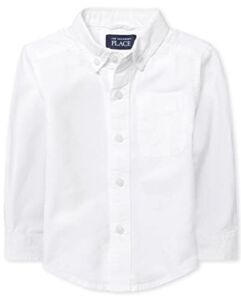 The Children’s Place Baby Boys And Toddler Boys Long Sleeve Oxford Button Down Shirt,White,18-24MONTH