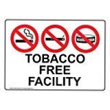 ComplianceSigns.com Tobacco Free Facility Label Decal, 7×5 in. Vinyl for No Smoking