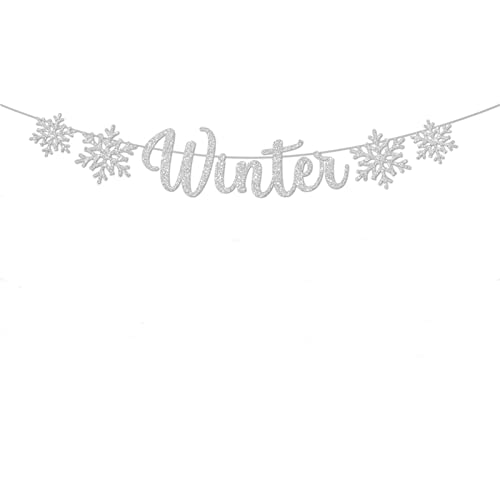 3Pcs Winter Wonderland Banners, Glittery Snowflake Banner Christmas Decorations Banners Winter Holiday Garland Photo Props Banner for Party Home Decorations | The Storepaperoomates Retail Market - Fast Affordable Shopping