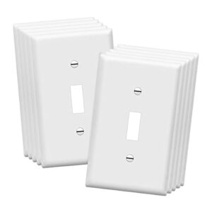 ENERLITES Toggle Light Switch Wall Plate Cover, Size 1-Gang 4.50″ x 2.76″, Unbreakable Polycarbonate Thermoplastic, 8811-W-10PCS, White (10 Pack)