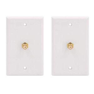 VCE 2 Pack Single RCA Connector Wall Plate for Subwoofer Audio Port – White, UL Listed