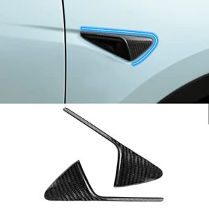 WonVon Real Carbon Fiber Turn Signal Cover Side Camera Cover fits Tesla Model 3 Y S X Accessories 2.0-3.0 4D 2016-2022 Side Camera Protection Cover Decoration Accessories Set of 2Pcs (Bright)