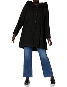 Steve Madden Women’s Plus-Size Single Breasted Wool Coat, Black, 3X