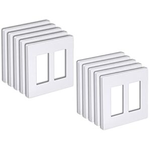 [10 Pack] BESTTEN 2-Gang Screwless Wall Plate, USWP6 Snow White Series, Decorator Outlet Cover, H4.69” x W4.73”, for Light Switch, Dimmer, GFCI, USB Receptacle