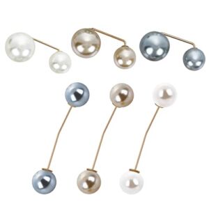 Yolev 6 Pieces Women Faux Pearl Brooch Anti-Exposure Neckline Safety Pins Brooch Pins Sweater Shawl Clips Brooches for for Women Girls Costume Accessory (2 Styles)