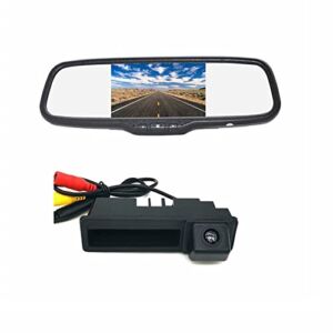 Vardsafe VS468C 5 inch Clip-on Mirror Monitor & Trunk Handle Rear View Parking Reverse Camera for A3 S3 RS3 8P (2003-2013), A4 S4 RS4 B6 B7 (2003-2008)