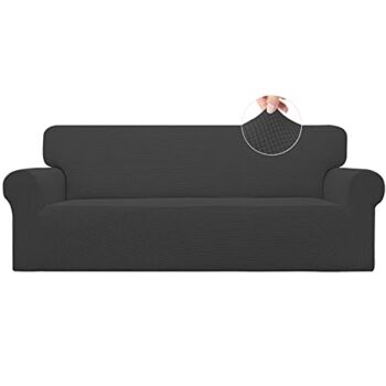 Easy-Going Stretch Sofa Slipcover 1-Piece Sofa Cover Furniture Protector Couch Soft with Elastic Bottom for Kids, Polyester Spandex Jacquard Fabric Small Checks (Sofa, Dark Gray) | The Storepaperoomates Retail Market - Fast Affordable Shopping
