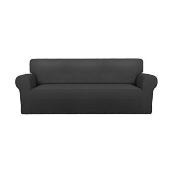 PureFit Super Stretch Chair Sofa Slipcover – Spandex Non Slip Soft Couch Sofa Cover, Washable Furniture Protector with Non Skid Foam and Elastic Bottom for Kids, Pets （Sofa， Dark Gray） | The Storepaperoomates Retail Market - Fast Affordable Shopping