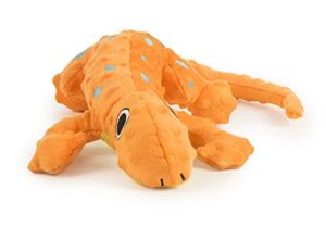 goDog Amphibianz Gecko Squeaker Plush Pet Toy for Dogs & Puppies, Soft & Durable, Tough & Chew Resistant, Reinforced Seams – Orange, Large