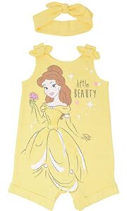 Disney Beauty and The Beast Belle Baby Girls Romper and Headband Set 6-9 Months